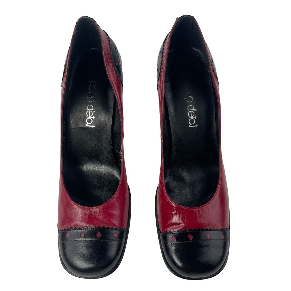 Coup d'Etat Women's Cherry Red and Black Heels Vintage Size 7.5